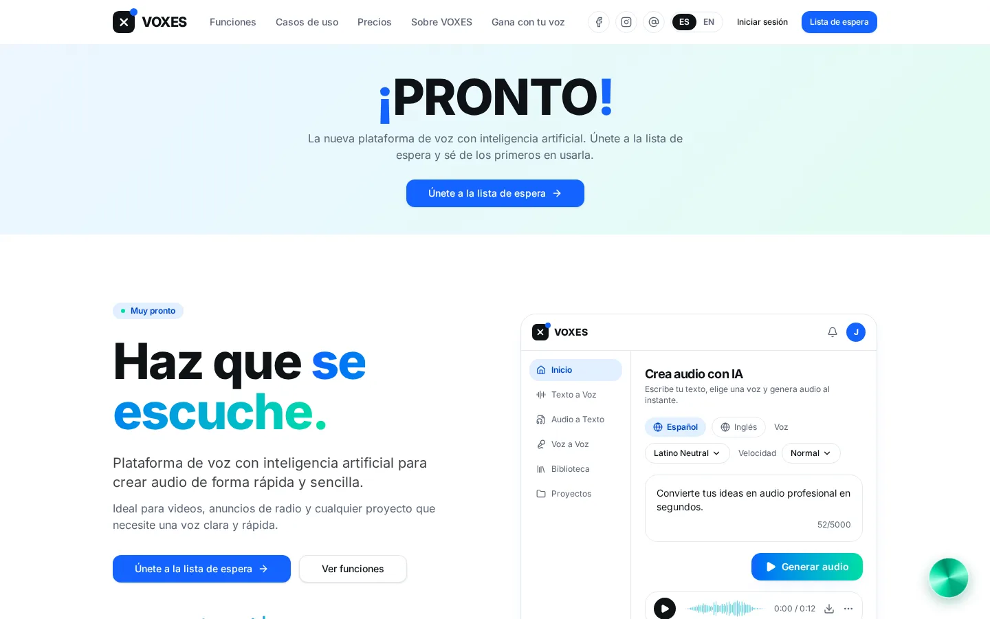 Página principal de Voxes