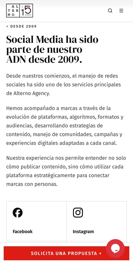 Nuevo website optimizado de Alterno en versión mobile, lanzado en septiembre de 2026
