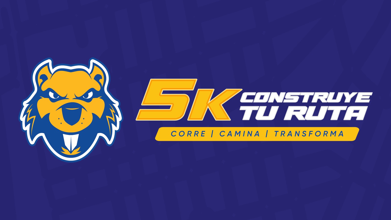Castor y arte oficial del 5K Construye tu Ruta de la Universidad Politécnica de Puerto Rico
